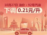 92號汽油返6元 10月27日24時國內油價下調