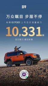 萬(wàn)眾矚目，步履不停！縱橫G700上市百天銷量突破10331輛！